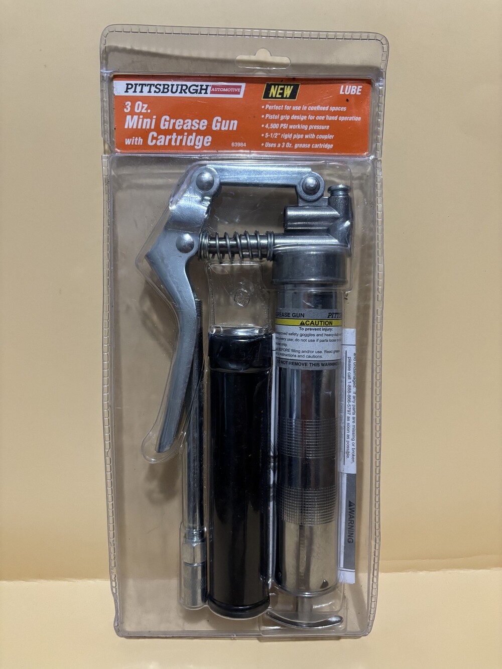 Pittsburgh Mini Grease Gun 3 Oz. with Cartridge Pistol Grip 4500 PSI
